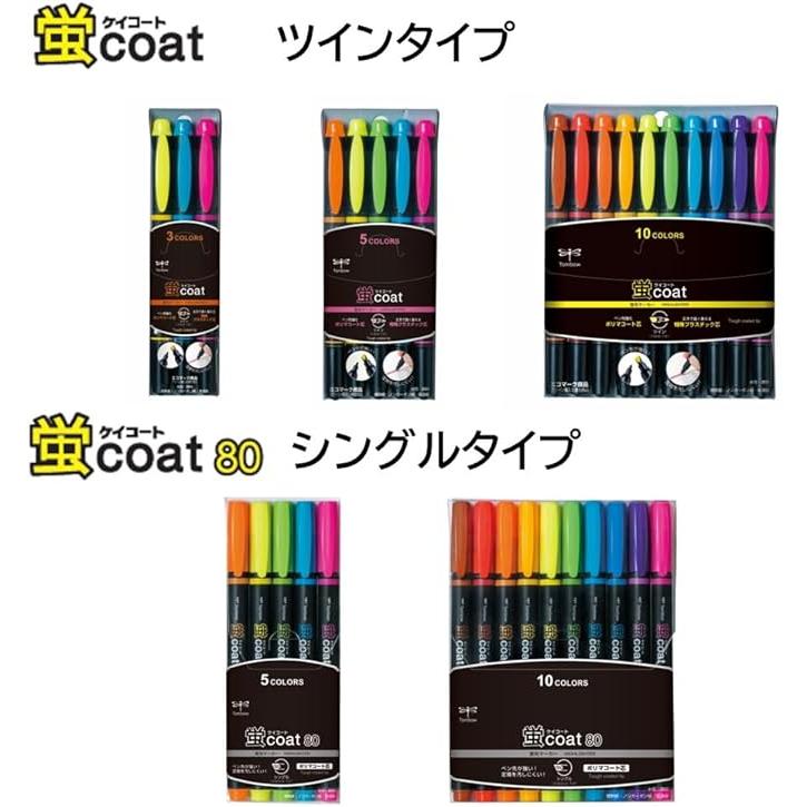 Tombow Kei Coat Fluorescent Highlighter – 5-Color Set