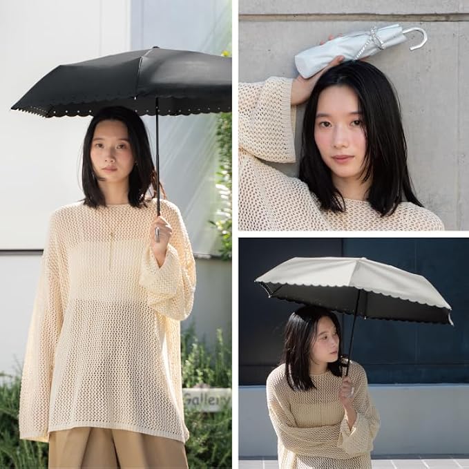 Wpc. Shading Silver Ribbon Heart Mini Folding Parasol – 100% UV Cut, Rain or Shine