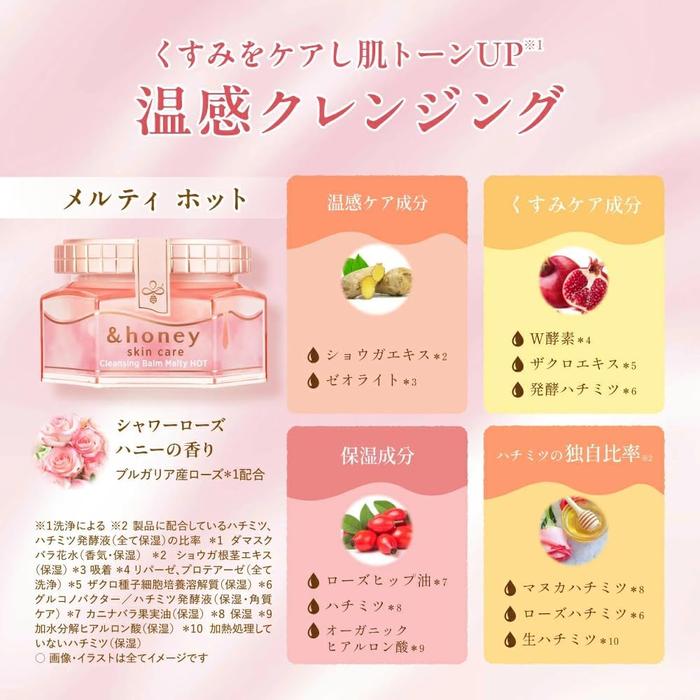 &Honey Cleansing Balm Melty Hot - 5-in-1 Makeup Remover, Exfoliator, Face Wash & Moisturizer 90g [Alcohol-free]