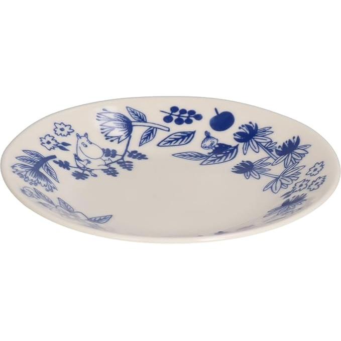 Moomin Blue Flora 13 cm Ceramic Plate – Cobana Small Flower Design | Yamaka Japan (Microwave & Dishwasher Safe)