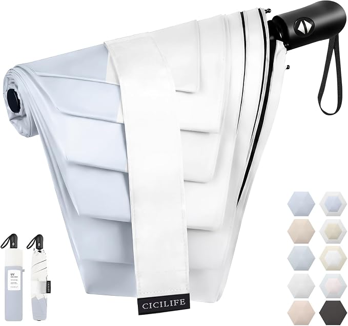 CICIBELLA Folding UV Parasol – 100% UV Protection, Full Blackout, Auto Open/Close
