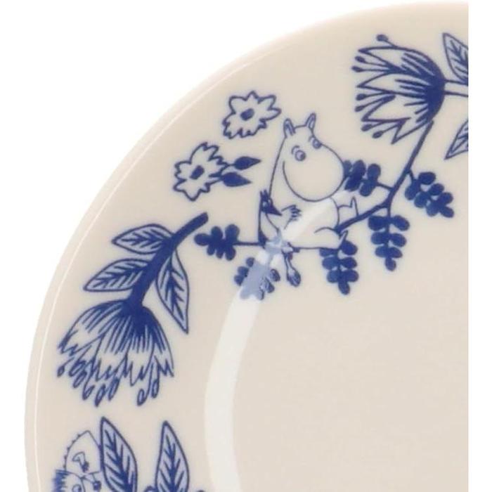 Moomin Blue Flora 13 cm Ceramic Plate – Cobana Small Flower Design | Yamaka Japan (Microwave & Dishwasher Safe)