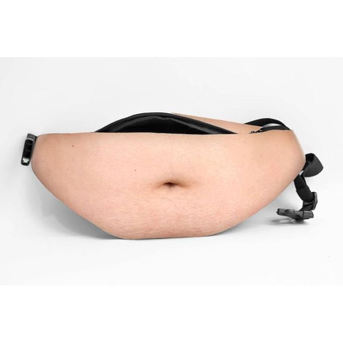 Funny Beer Belly Waist Bag – Realistic Fake Belly Fanny Pack, Large Capacity