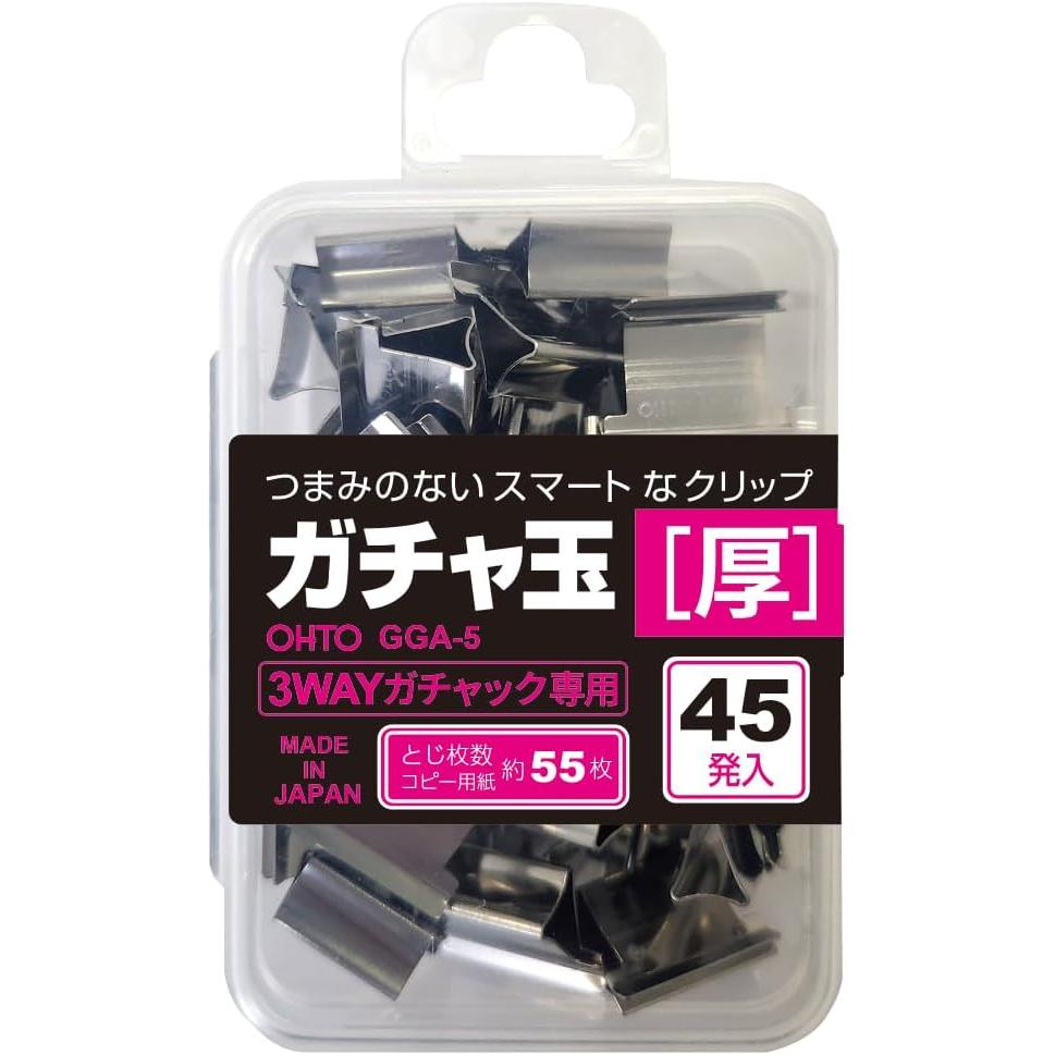 OHTO Gachuck Clips de Recarga – Clips de Papel de Acero Inoxidable Reutilizables | Delgado / Medio / Grueso