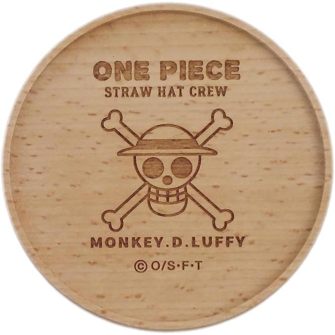 One Piece Straw Hat Pirates Wooden Coaster – Laser-Engraved Natural Wood, Made in Japan