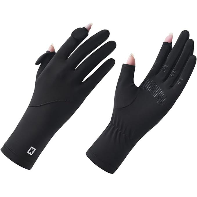 [PALAME] Women's UV Protection Gloves – Cloud-Like Ice Silk, UPF50+ Cooling Comfort [25cm, Fingerless, Smartphone-Compatible]