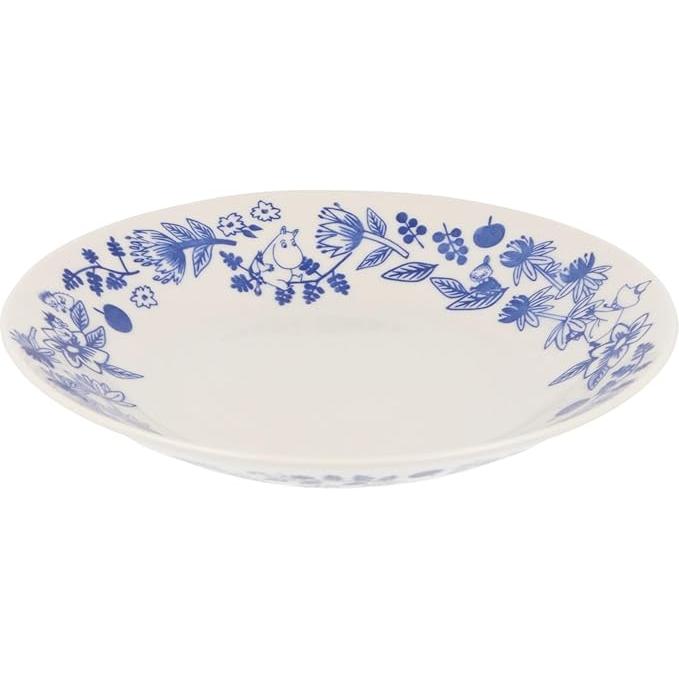 Moomin Blue Flora Plate 22 cm – Cobana Small Flower | Yamaka Japan (Ceramic, Microwave & Dishwasher Safe)