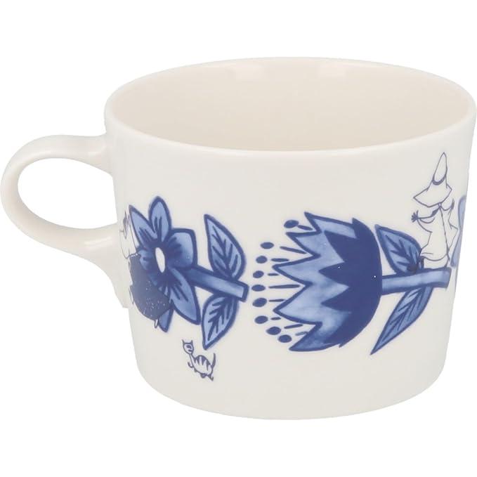 Moomin Blue Flora Ceramic Mug 260 ml – Flower Design | Yamaka Japan (Microwave & Dishwasher Safe)