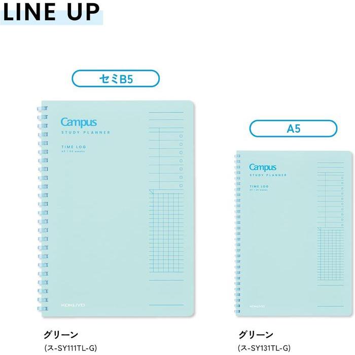 Kokuyo Campus Time Log Studieplanner – A5 / B5 Zachte Ring Studie Notitieboek