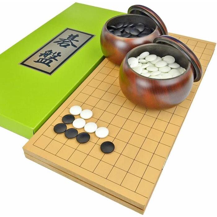 Wooden GO Set with Folding Board – Glass Go Stones & Bowls - Shin-Katsura