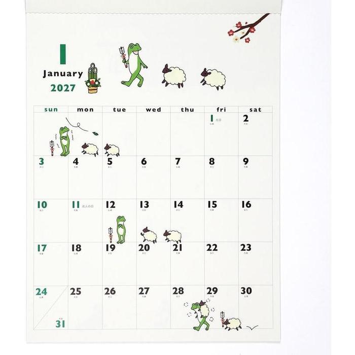 Frog Time (Kaeru no Jikan) 2027 Wall Calendar – Greeting Life [Japanese Edition]