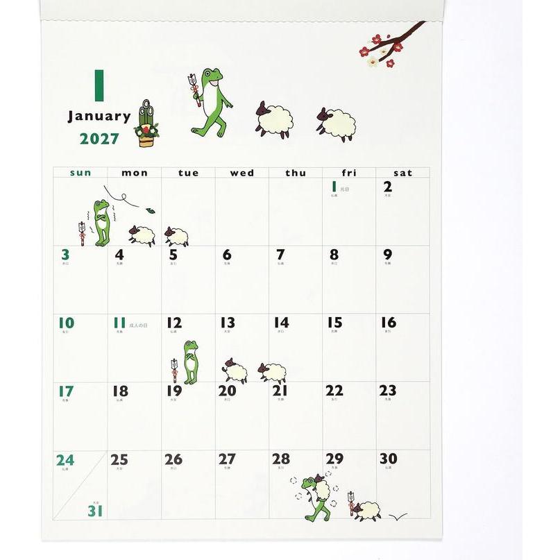 Frog Time (Kaeru no Jikan) 2027 Wall Calendar – Greeting Life [Japanese Edition]