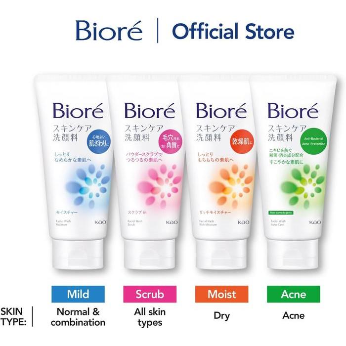 Bioré Skincare Facial Cleanser Moisture – Japanese Face Wash 130g [Alcohol-free]