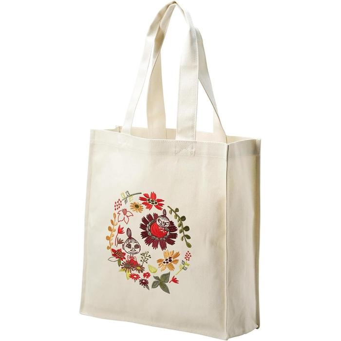 MOOMIN Organic Cotton Embroidered Tote Bag – “Autumn Wreath”
