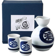 Ale-net Round Sake Bottle & Cup Set – Mino Ware Porcelain | Japanese Sake Set, 350ml