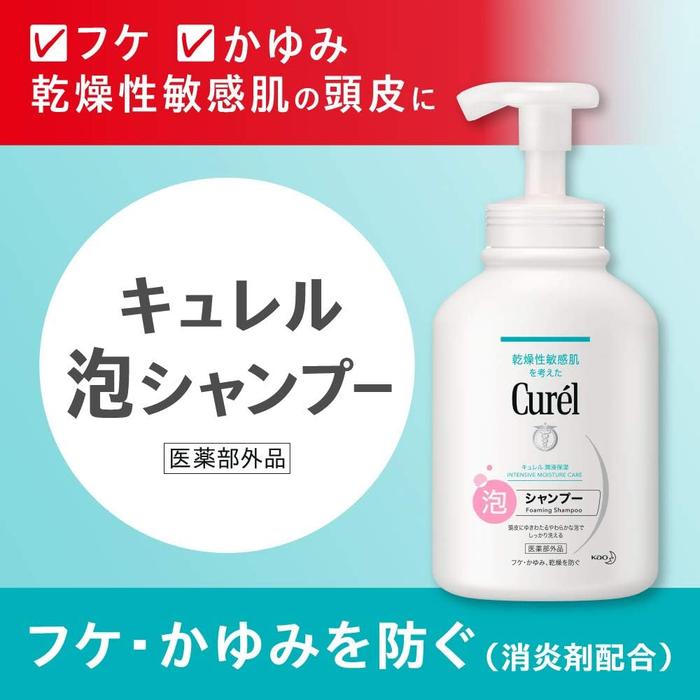 Curel Foaming Shampoo – Anti-Dandruff & Itchy Scalp Care, 480ml (Alcohol-free)