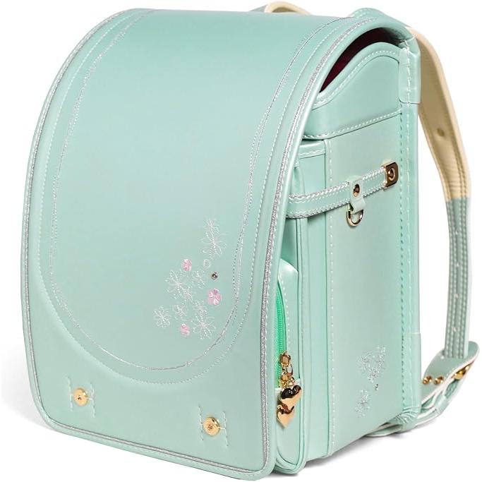 Mochila Escolar Randoseru Japonesa Amant Romantic Flower / Little Ribbon para Niñas – Acabado Perla, 15L, Ultra Ligera