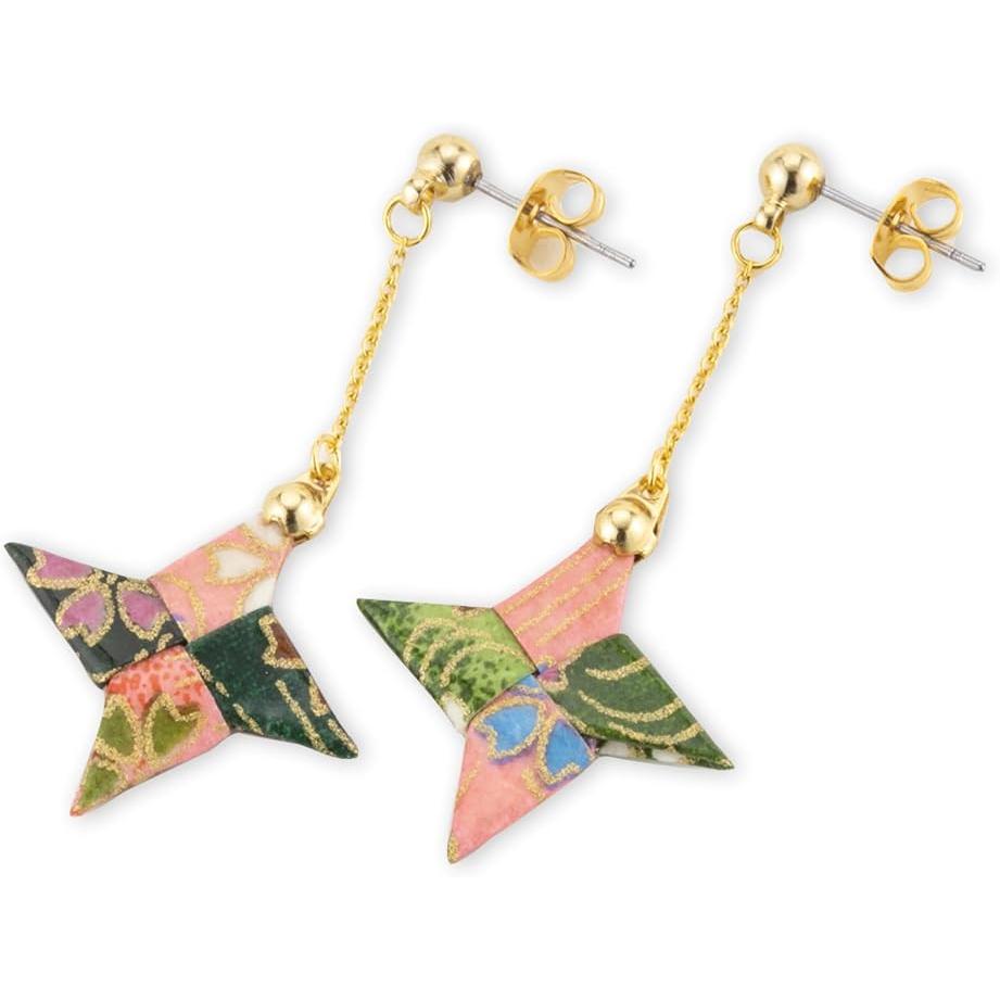 Noren Handgefertigte Origami-Ohrringe – Washi und chirurgischer Edelstahl