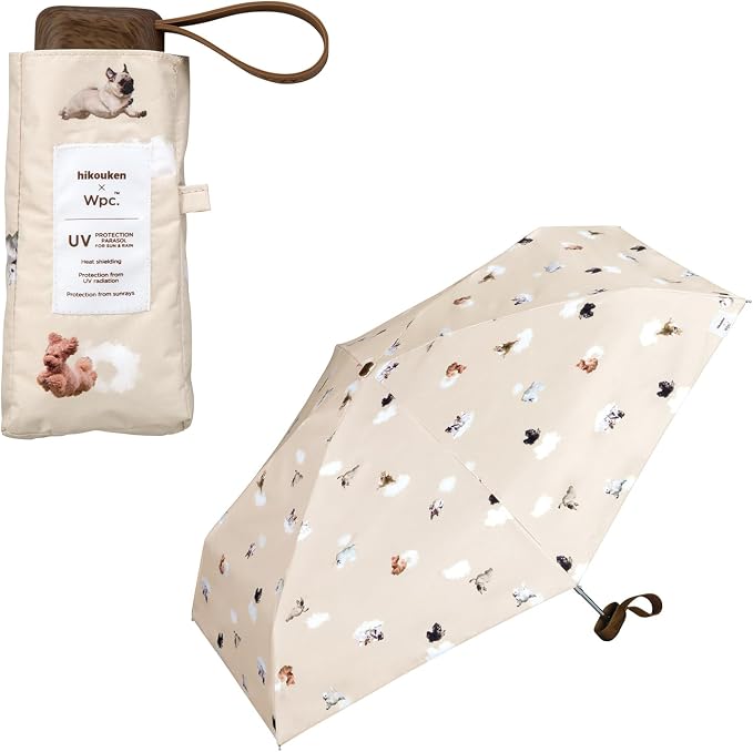 Flying Dog/Astonaut Dog × Wpc. Compact Folding UV Parasol – Sax Blue, 100% Light Blocking, UPF50+