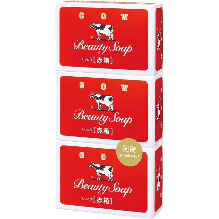 Cow Brand Aka Bako Beauty Soap 85g × 3 Bars – Face & Body Cleansing [Alcohol-free]