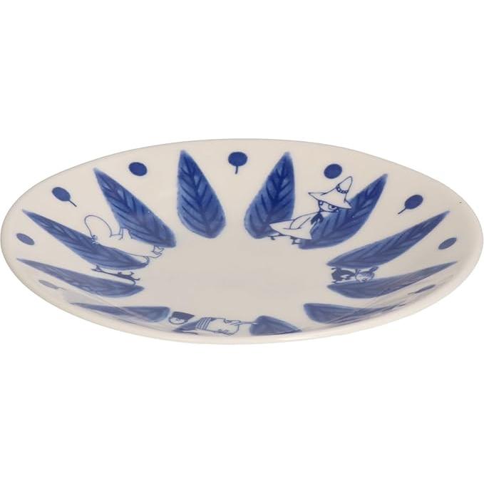 Moomin Blue Flora 13 cm Ceramic Plate – Leaf Design | Yamaka Japan (Microwave & Dishwasher Safe)