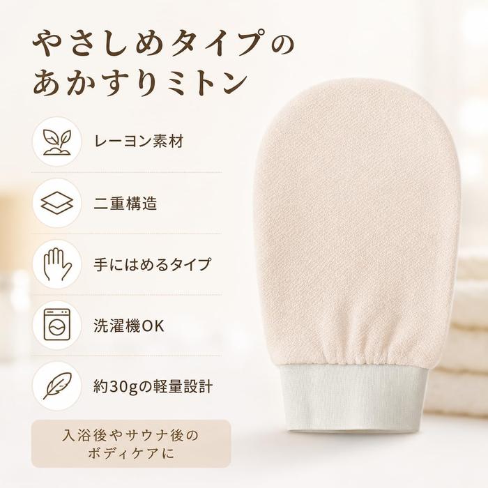 [Soft] LIXITO Rayon Scrubbing Mitten – Exfoliating Body Mitt for Bath & Sauna Care
