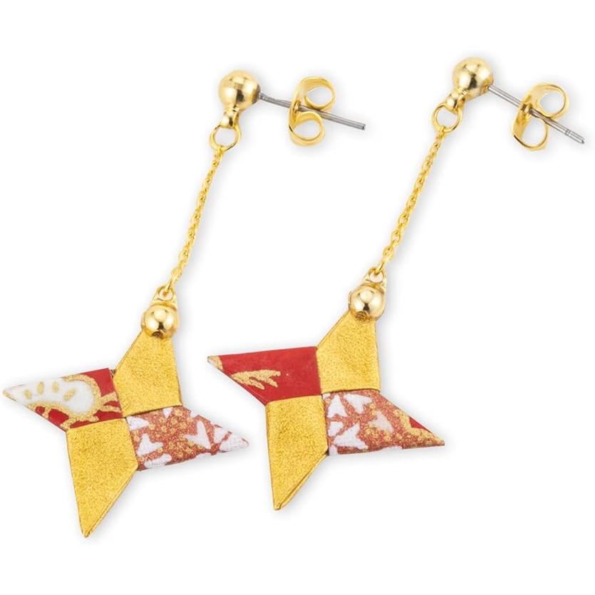 Noren Handgefertigte Origami-Ohrringe – Washi und chirurgischer Edelstahl
