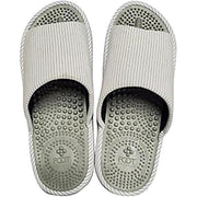 NITORI Ashitsubo Foot Acupressure Slippers – Striped Ivory, 25–27 cm