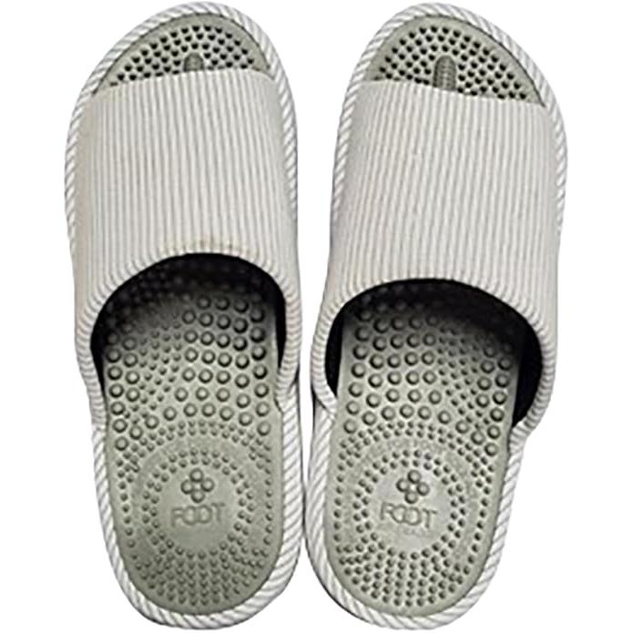 NITORI Ashitsubo Foot Acupressure Slippers – Striped Ivory, 25–27 cm