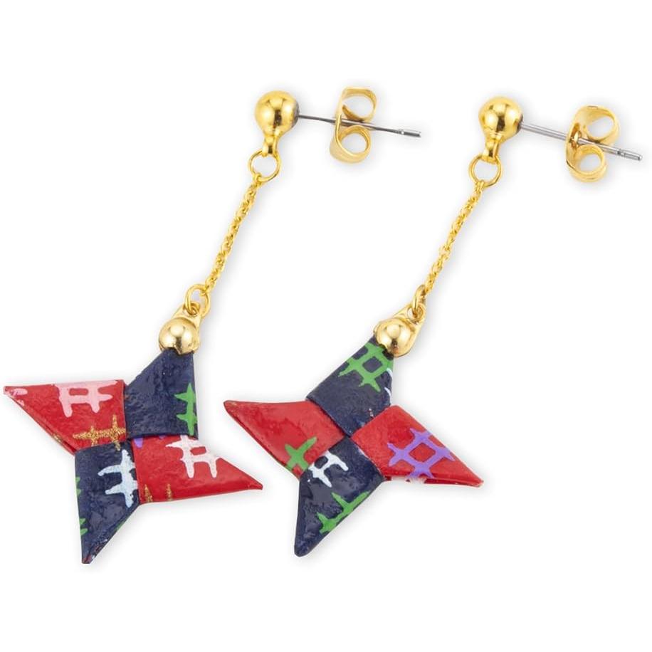 Noren Handgefertigte Origami-Ohrringe – Washi und chirurgischer Edelstahl