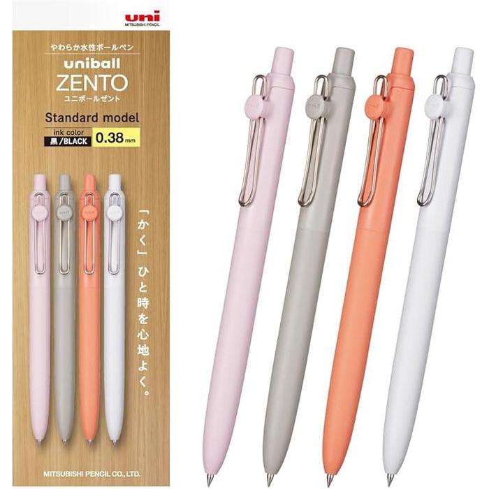 Mitsubishi Pencil Uni-ball ZENTO Standard 0.38 – Black Ink Ballpoint Pen (Set of 4)