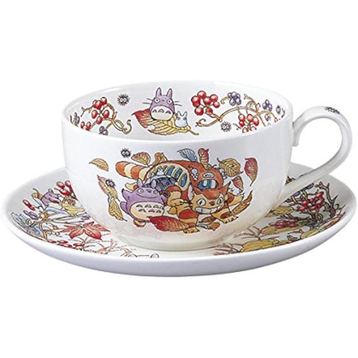 Noritake-My Neighbor Totoro Milk Tea Cup & Saucer Catbus and Totoro