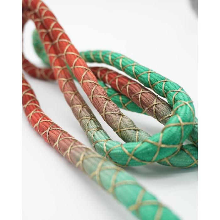 Vintage Japanese Obijime Cord – Green & Red Gradient with Gold Pattern