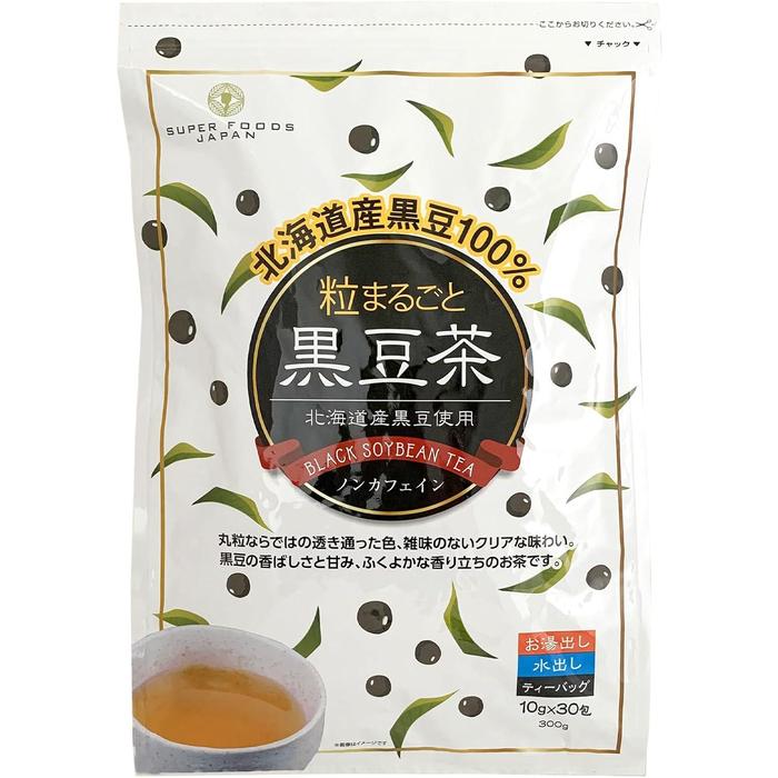 Whole Kuromame-cha Black Soybean Tea Bags – Caffeine-Free Japanese Roasted Black Bean Tea (10g × 30 Bags, 300g)