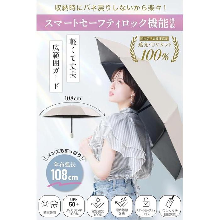 THE CLASSIC TOKYO UV Umbrella – 100% UV Cut Full Blackout Compact Folding Umbrella Automatic Open/Close Unisex