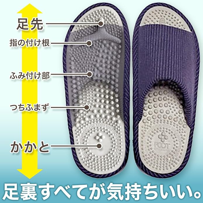 NITORI Ashitsubo Foot Acupressure Slippers – Striped Ivory, 25–27 cm