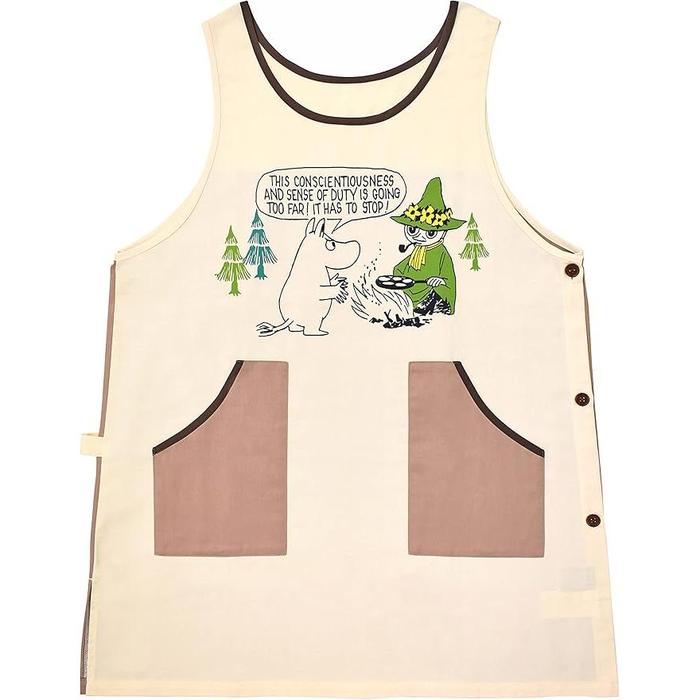St.Lady’s Moomin Apron (Unisex) Moomin & Snufkin Brown/Beige