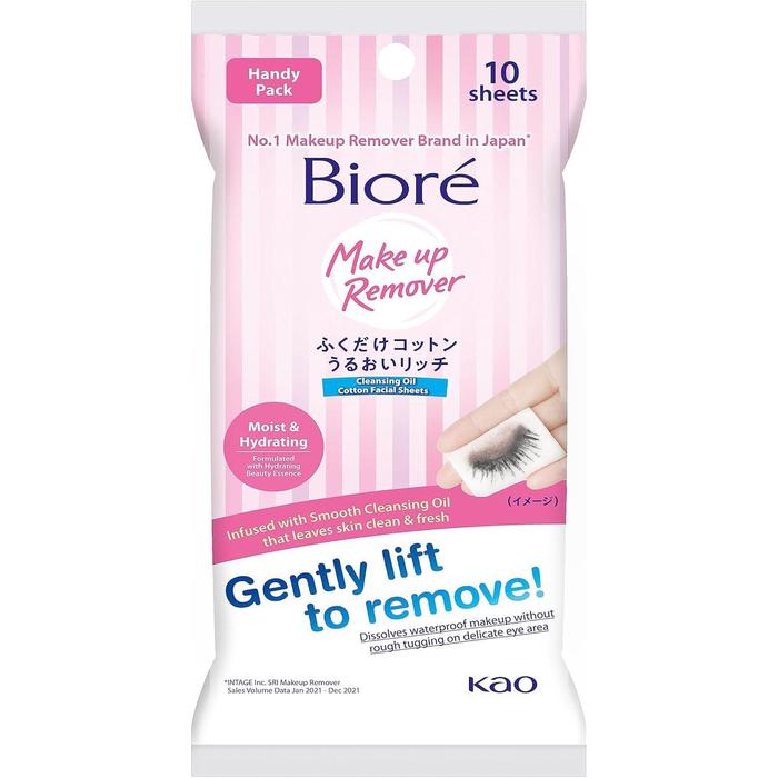 Bioré Moisturizing Cleansing Wipes Travel Size – Japanese Makeup Remover Sheets 10 Sheets [Alcohol-free]