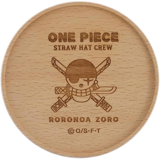 One Piece Straw Hat Pirates Wooden Coaster – Laser-Engraved Natural Wood, Made in Japan