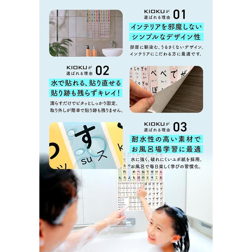 KIOKU Hiragana Waterproof Learning Poster A3 – Made in Japan