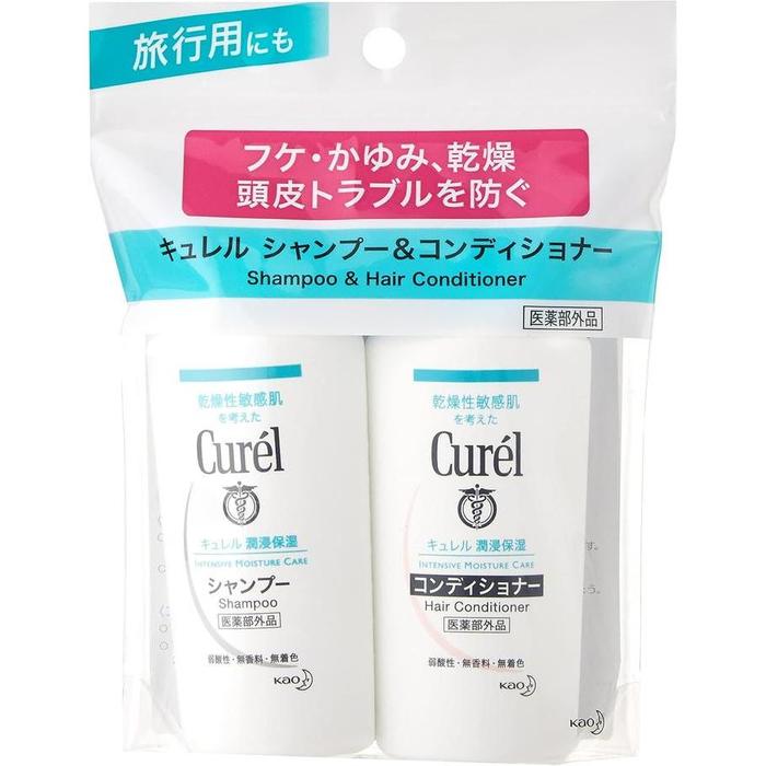 Curel Shampoo & Conditioner Trial Set – 45ml + 45ml, Travel Mini Set (With Alcohol)