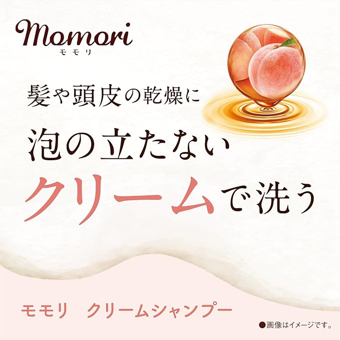 Momori Cream Shampoo Moist Type – Non-Foaming, Non-Silicone, Fruity Floral Peach Scent – 420g [With alcohol]