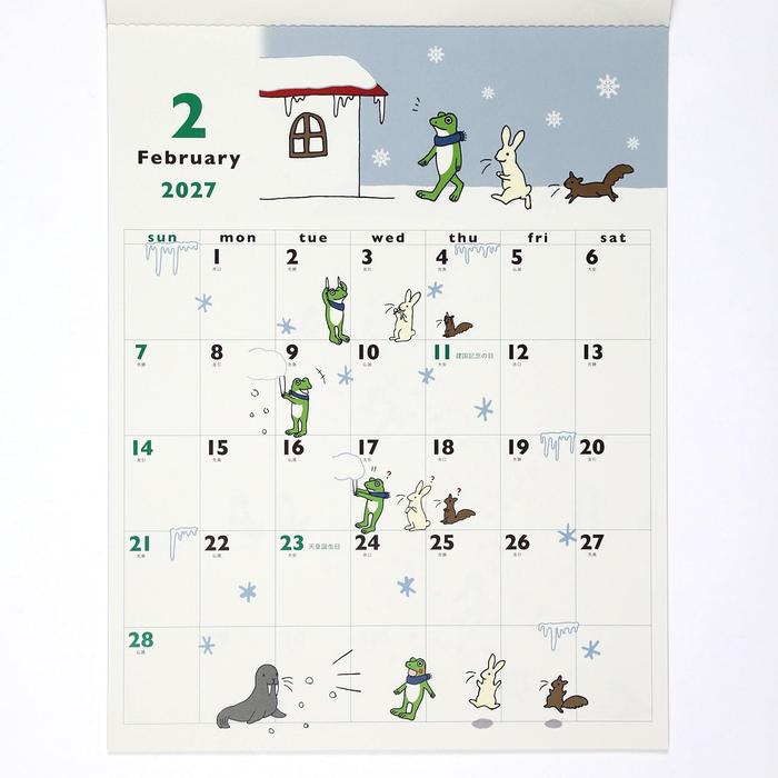 Frog Time (Kaeru no Jikan) 2027 Wall Calendar – Greeting Life [Japanese Edition]
