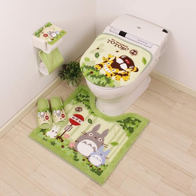 My Neighbor Totoro Toilet Mat – Antibacterial Acrylic, Non-Slip, Ghibli Bathroom Collection (Green, 60 × 60 cm)