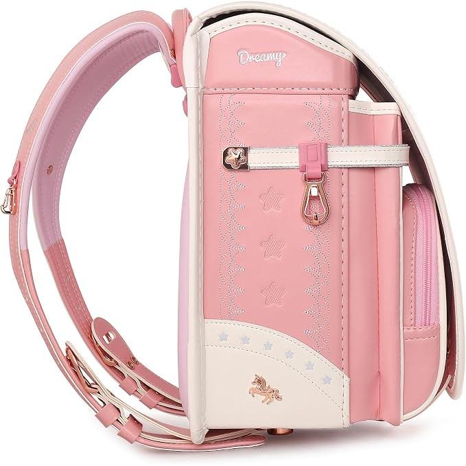 Coulomb Unicorn Japanischer Randoseru Schulrucksack für Mädchen – Perlenfinish, A4-kompatibel