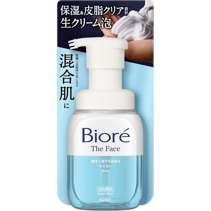 Bioré The Face Moist Foaming Cleanser – For All Skin Types, Glycerin & Lauric Acid, 200ml [Alcohol-free]