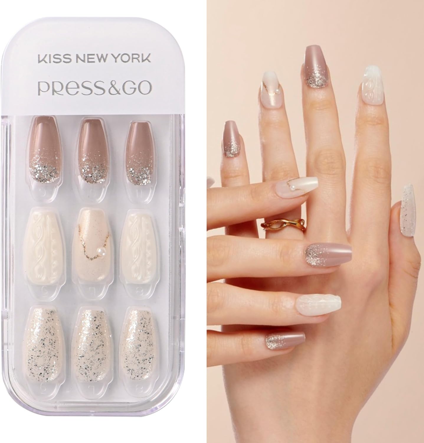 Kiss New York Official Store CPG Tipsy do paznokci – Łatwa instalacja jednym dotknięciem, Press & Go, (CPG) 30 sztuk