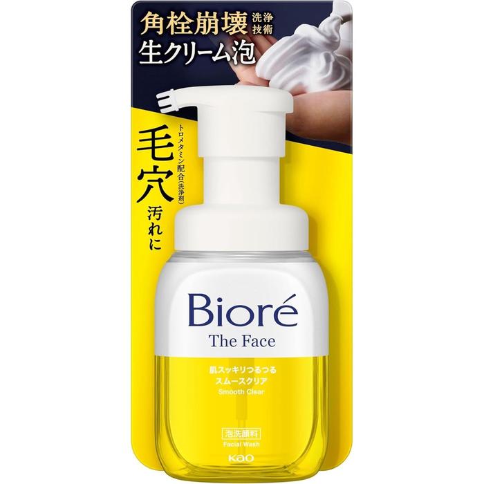Bioré The Face Smooth Clear Foaming Cleanser – For Normal Skin, Amino Acid Cleansers & Glycerin, 200ml (With Alcohol)