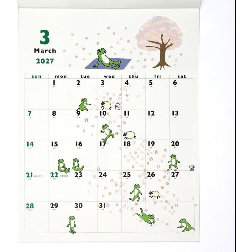 Frog Time (Kaeru no Jikan) 2027 Wall Calendar – Greeting Life [Japanese Edition]