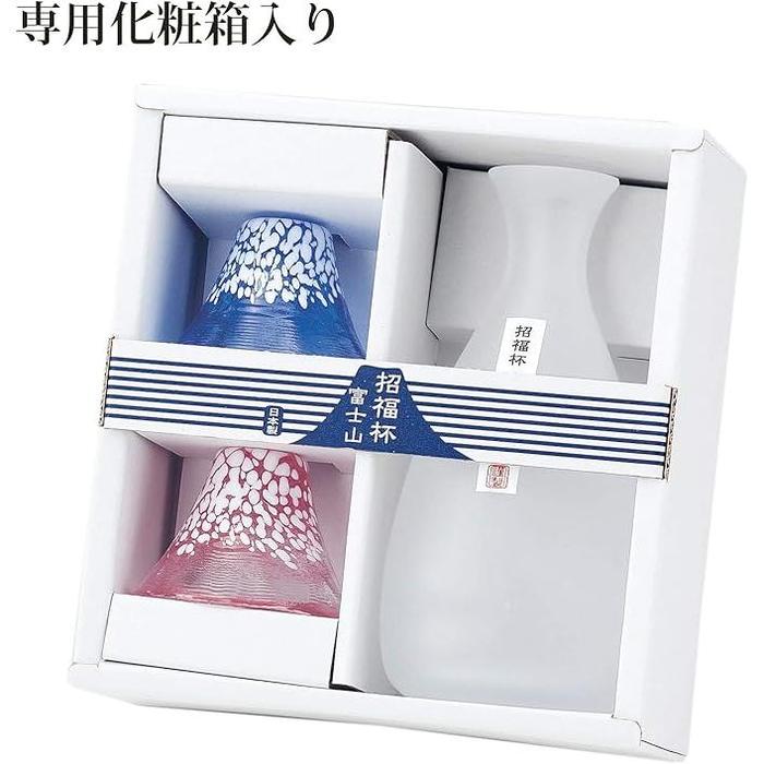 Mt. Fuji Cold Sake Set – Handmade Glass Sake Bottle & Cups | Good Fortune Design, Gift Boxed, Made in Japan